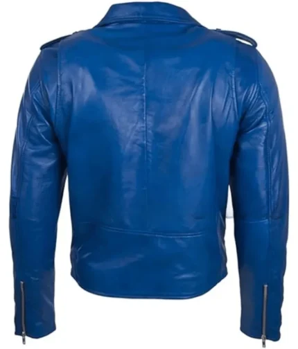 Men’s Blue Leather Biker Jacket-1