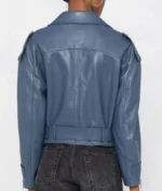 Women’s Lapis Blue Cropped Biker Jacket