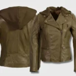 Women’s Olive Motorcycle Leather Jacket-2