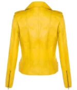 Women’s Yellow Leather Biker Jacket-1