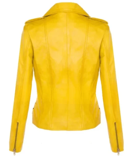 Women’s Yellow Leather Biker Jacket-1
