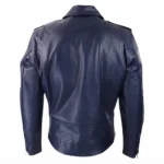 Men’s Navy Blue Leather Biker Jacket-1