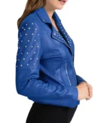 Royal Blue Leather Jacket Women-1