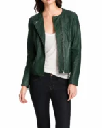 Green Leather Jacket Women-2