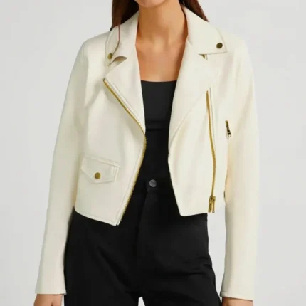 Women’s Vixen Moto White Leather Jacket
