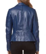 Blue Leather Jacket Women-2