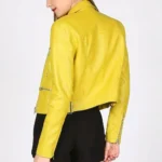 Yellow Leather Jacket Women-2