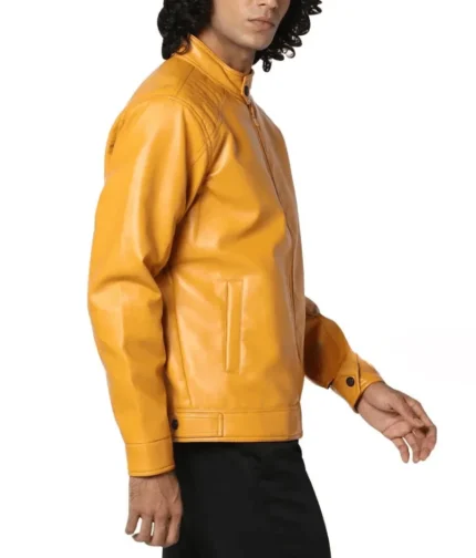 Yellow Mustard Leather Jacket Men-1