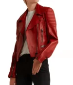 Red Leather Jacket Women-1