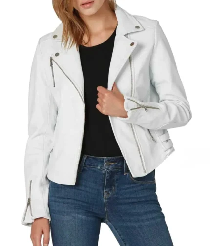 White Leather Jacket Women