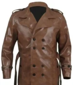 1883 James Dutton Brown Leather Trench Coat Yellowstone-2