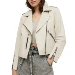 Fern White Biker Leather Jacket For Women
