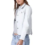 White Shirt Collar Leather Jacket Women-1