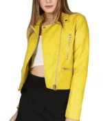 Yellow Leather Jacket Women