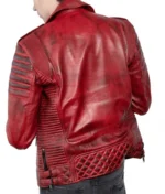 Red Distressed Leather Jacket Men-4
