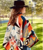 Beth Dutton Kelly Reilly Poncho Blanket Cape Coat For Women-1