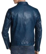 Navy Blue Leather Jacket Men-2