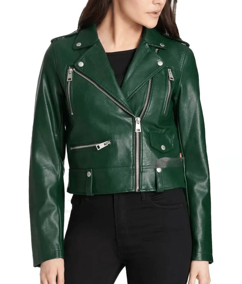 Green Leather Biker Jacket For Women Green Leather Biker Jacket For Women