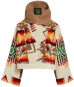 Yellowstone Beth Dutton Printed Wool Cropped Cloak-3