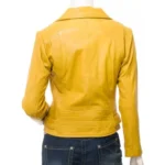 Womens Yellow Leather Biker Leather Jacket-2