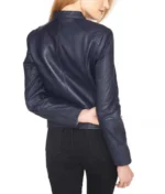 Navy Blue Leather Jacket Women-2