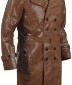 1883 James Dutton Brown Leather Trench Coat Yellowstone-1
