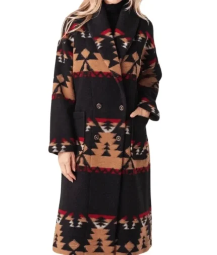 Yellowstone S05 Beth Dutton Black Printed Coat