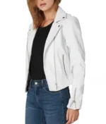 White Leather Jacket Women-1