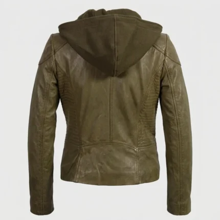 Women’s Olive Motorcycle Leather Jacket-1