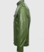 Slim Fit Men’s Dark Green Leather Jacket-2
