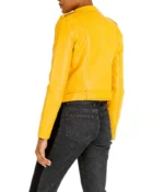 Faux Leather Yellow Jacket Women-2