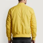 Bomber Yellow Leather Jacket Men -2