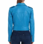 Light Blue Leather Jacket Women-2