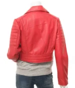 Women’s Red Leather Biker Jacket-3