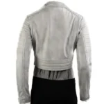 Women’s Antique White Cropped Leather Biker Jacket-2