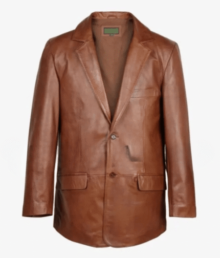 Men’s Saddle Brown Leather Blazer