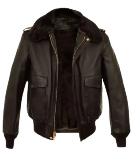 Men’s Vintage Brown Leather Aviator Jacket-1