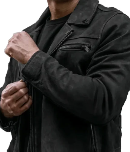Black Matte Biker Leather Jacket For Men’s-3