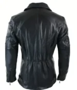 Men’s Black Belted Leather Coat-1
