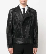 Men’s Black Leather Disco Biker Jacket