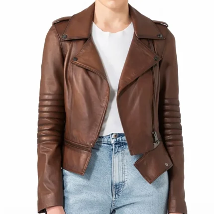 Women’s Elegant Brown Biker Leather Jacket