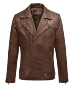 Men’s Camo Brown Leather Biker Jacket