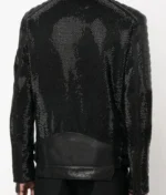 Men’s Black Leather Disco Biker Jacket-4