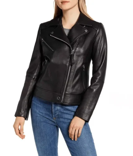 Black Biker Leather Jacket Women