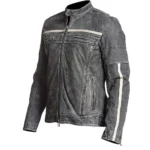 Men’s Cafe Racer Distressed Black Leather Jacket-5