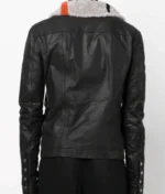 Men’s Black Fur Lining Asymmetric Leather Jacket-3