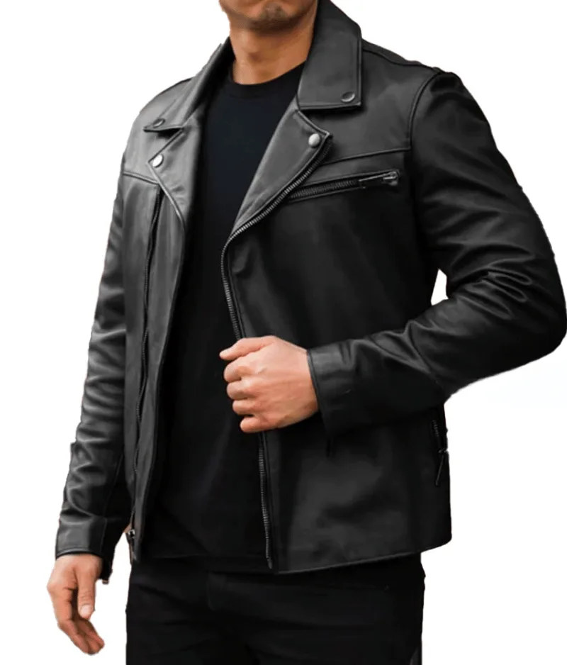 Black Lambskin Biker Leather Jacket Black Lambskin Biker Leather Jacket