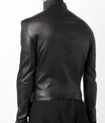 Men’s Black Asymmetric Leather Jacket-1