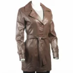 Women’s Brown Mackintosh Style Leather Coat-3