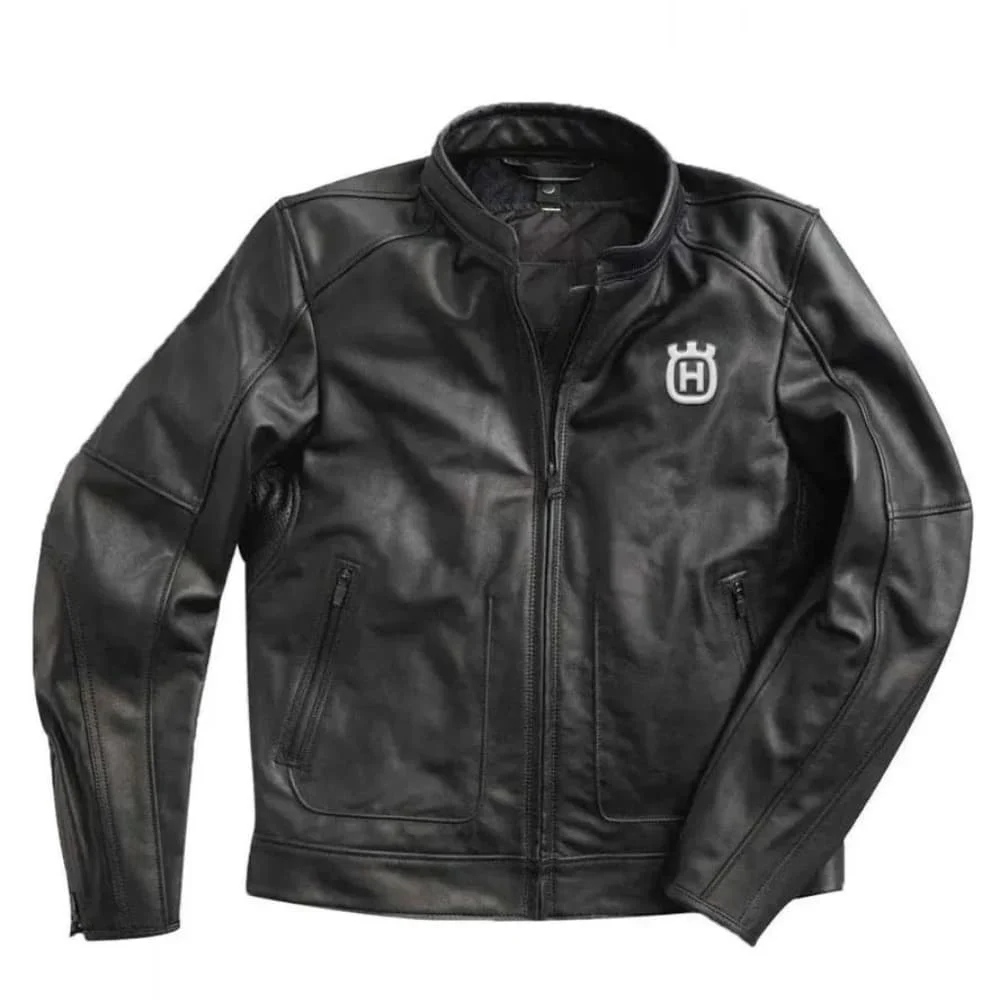 Husqvarna Motorcycle Black Leather Jacket Husqvarna Motorcycle Black Leather Jacket